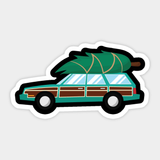 Station wagon with christmas tree Sticker